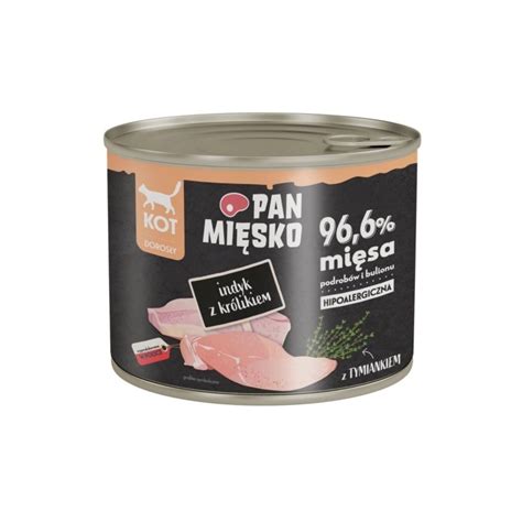 PAN MIĘSKO Karma mokra dla kota Indyk z królikiem puszka 200g PAN