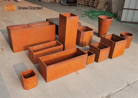 China Caja De Jardinera Grande De Acero Corten Para Exteriores