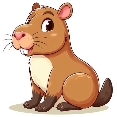 Beautiful Cute Capybara Vector Cartoon Illustration Premium Ai