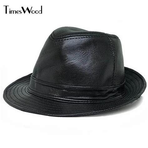 Genuine Leather Fedoras Caps Jazz Hat Mens Fashion For Formal ...