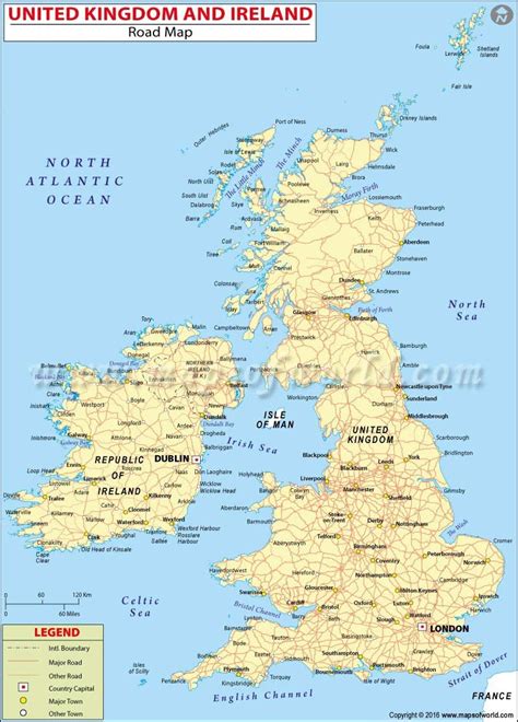 Road Road Map of UK and Ireland, Great Britain and Ireland Road Map