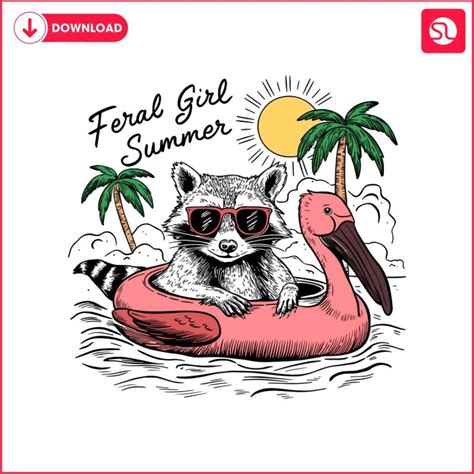 Funny Raccoon Feral Girl Summer Vacation Svg Svgland