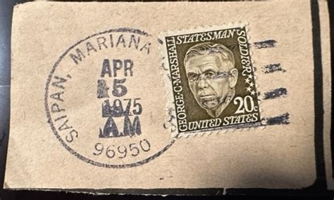 Us George C Marshal Post Mark Saipan Mariana Islands Ujsed