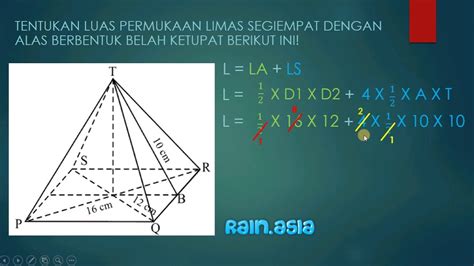 Cara Menghitung Luas Permukaan Limas Segiempat Belah Ketupat 16 12