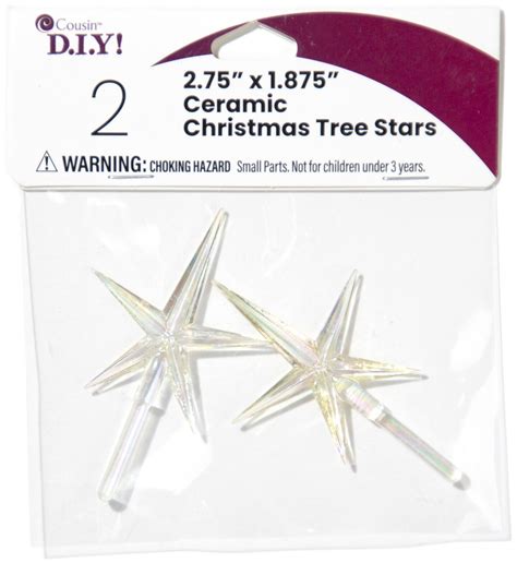 Cousindiy Ceramic Christmas Tree Stars X Pkg Iridescent