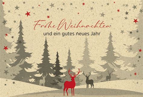 Rustikale Weihnachtskarte aus Graspapier mit roter Folienprägung inkl