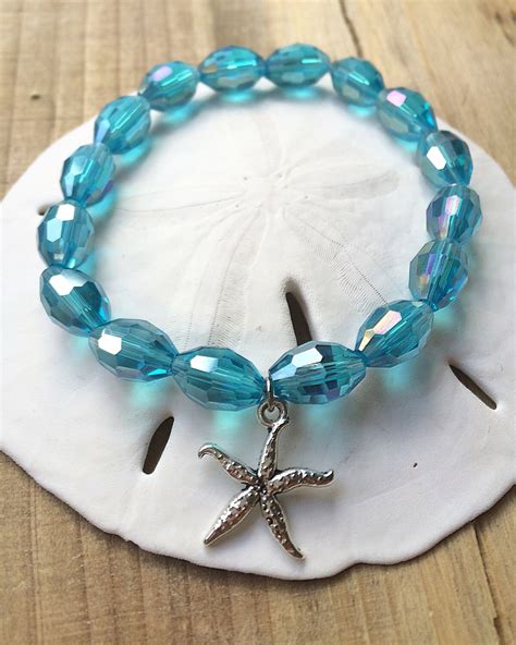 Blue Beaded Starfish Charm Bracelet By SaltySirens On Etsy