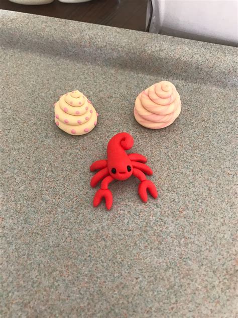 Polymer Clay Miniature Cute Sea Hermit Red Crab Figurine Etsy