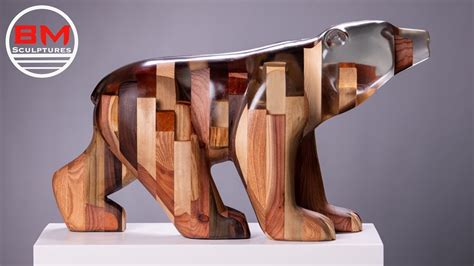 Carving a Wood + Resin Bear Sculpture