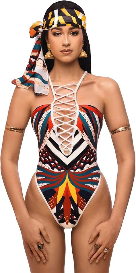 Traje de Baño Africano Mujer Sexy Bikini Tribal Estampado Niñas Pieza Push Up Beachwear Bikini