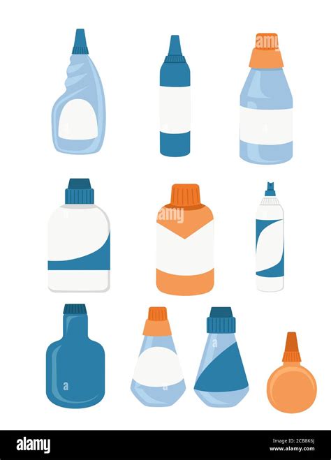 Household Chemicals Bottles Pack Cleaning Supplies With Empty With