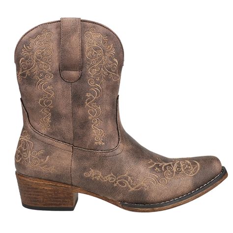 Roper Womens Riley Scroll Embroidered Snip Toe Cowboy Casual Boots Mid