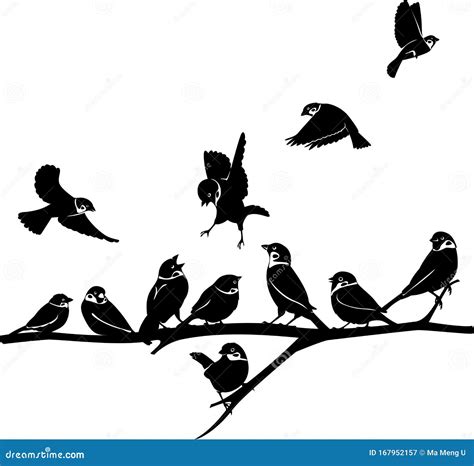 Sparrow Silhouette Illustration Set Stock Vector Illustration Of