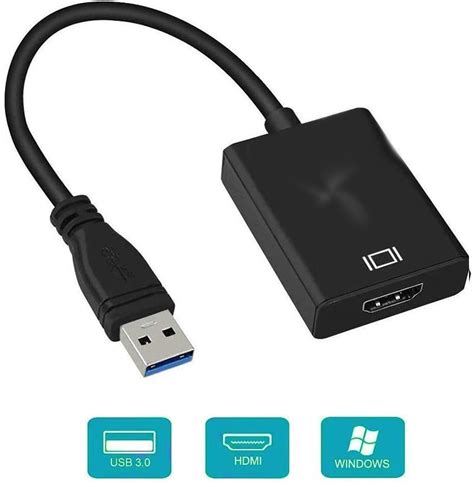 USB 3.0 to HDMI Adapter, USB to HDMI Converter Adapter USB Male to HDMI ...