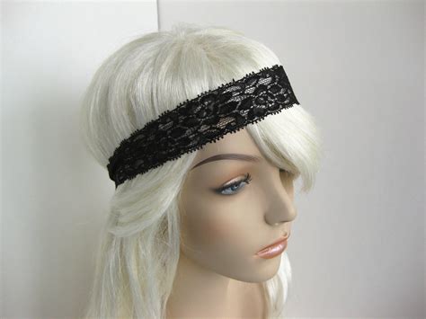 Stretch Lace Headband Black Flowers Head Wrap Women S Classic Hairband