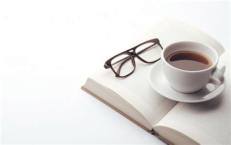 Premium AI Image | Reading Glasses and Coffee on an Open Book