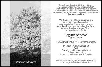 Traueranzeigen Von Brigitte Schmid Zeit Des Gedenkens De