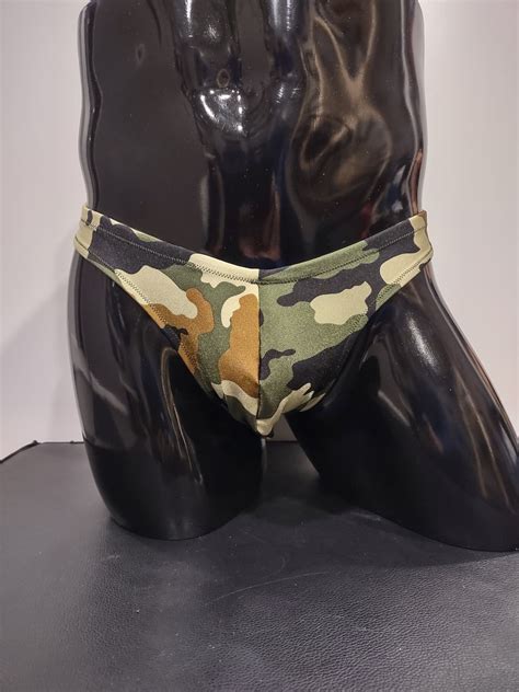 Camo Men S Swim Bikini Brief Half Back Cheeky Thong By Rayze Formerly Nutshack Etsy