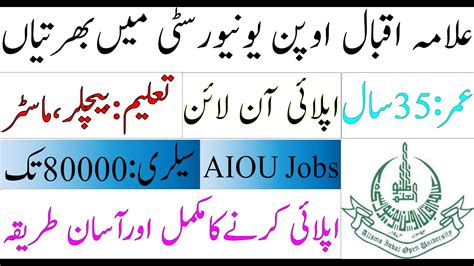 Allama Iqbal Open University AIOU Jobs 2023 Apply Online How To