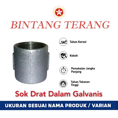 Jual Sok Besi Galvanis 1 Sok Drat Dalam Besi Sock Besi Soket