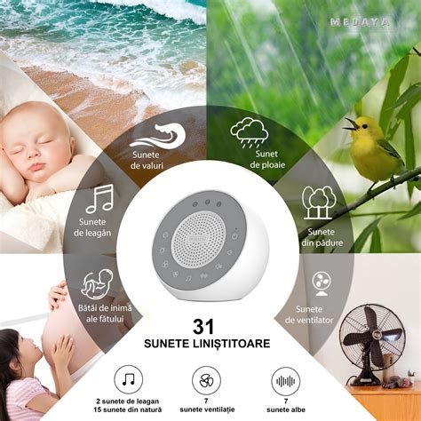 Dispozitiv Medaya 2 In 1 31 Sunete HD Naturale White Noise De Leagan