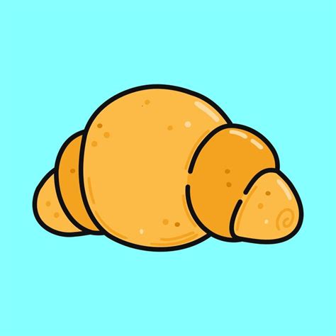 Premium Vector Cute Croissant Vector Hand Drawn Cartoon Kawaii