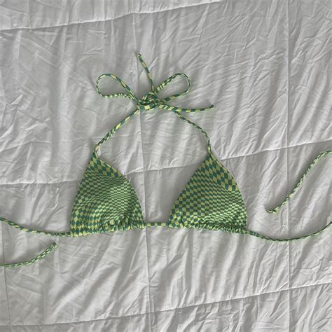 Green Checkered Triangle Bikini Depop