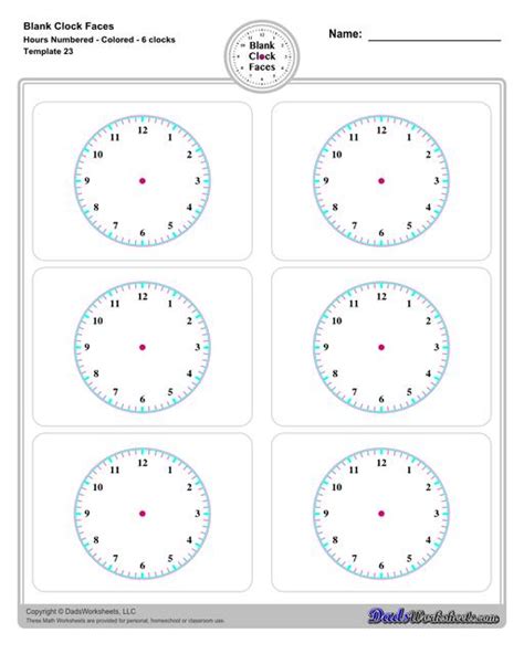 Printable Blank Clock Face Templates Worksheets Library