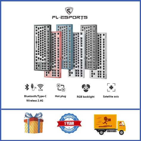 Flesports Mk Mechanical Keyboard Kit Wireless Bluetooth Key Full Key Hot Plug Customized