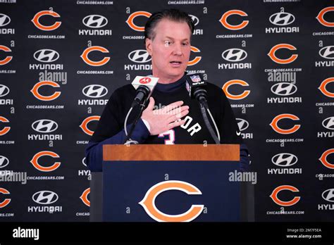 Chicago Bears Head Coach Matt Eberflus Speaks At A News Conference In