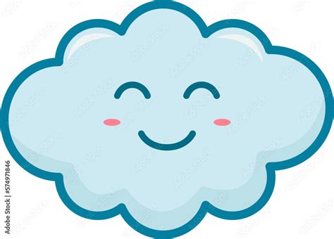 Cute Cloud With Emoji, Filled Line Style Stock Vector | Adobe Stock