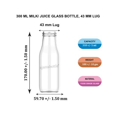 300 Ml Juice Glass Bottle 43 Mm Lug Neck Ajanta Bottle Pvt Ltd