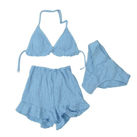 3 Pieces Triangle Bikini Beachwear Sexy Set Plus Size Coverup Swimwear Custom Swimsuit And