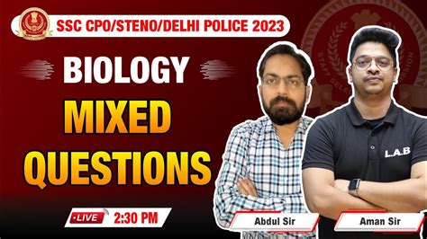 SSC CPO Steno Delhi Police 2023 Biology Mixed Questions By Aman