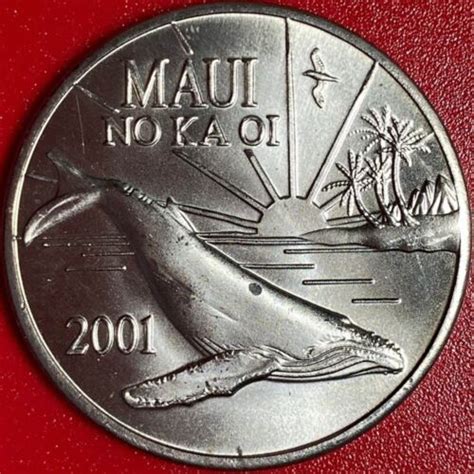 Hawaii Maui Trade Dollar Humpback Whale Bird Palm Trees Sun No