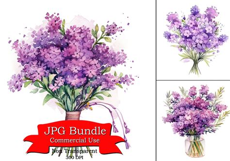 Statice Flower Bouquet Clipart Watercolor Cliprt digital - Etsy