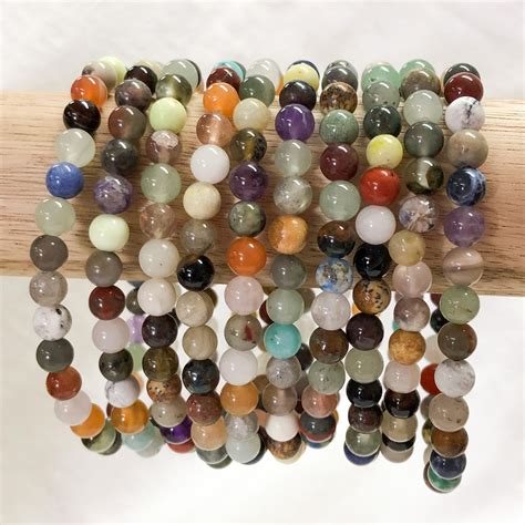 Mixed Stone Round Bead Bracelet 6mm Sacred Earth Crystals