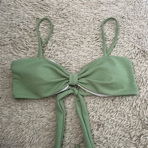 Green Bandeau Bikini Top Removable Pads And Depop