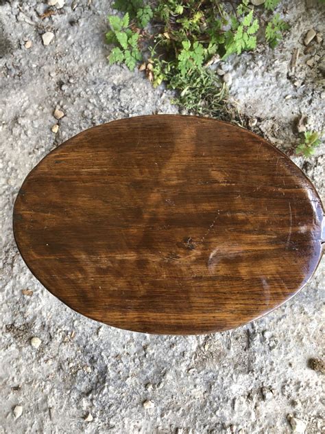 Ancien Tabouret de Traite Pieds Courbés Bois Massif VintagE Luckyfind