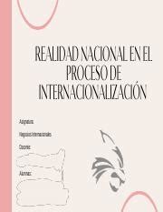 Realidad nacional en el proceso de internacionalización pdf REALIDAD