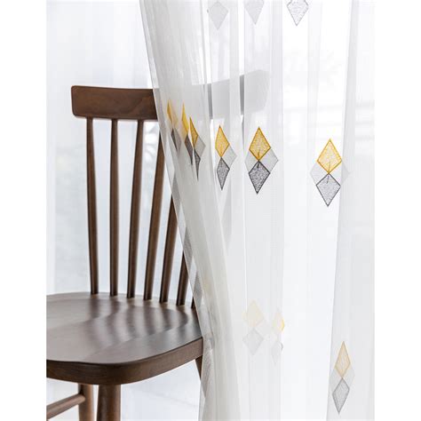 Tri Diamond Windsor Embroidered Sheer Curtain