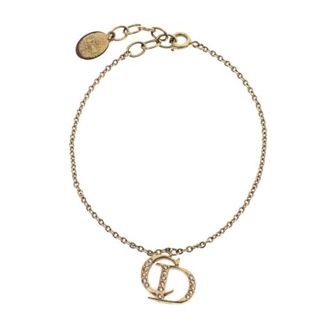 Dior CD Logo Crystal Gold Tone Charm Bracelet Dior | The Luxury Closet