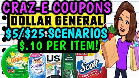 10 PER ITEM 5 OFF 25 SCENARIOSDOLLAR GENERAL COUPONING THIS WEEK