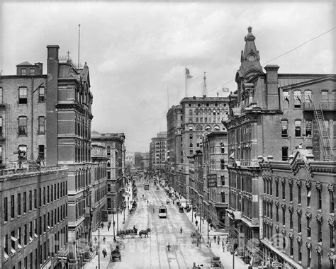 Detroit Historic Black And White Photo Griswold Street From Above C1906