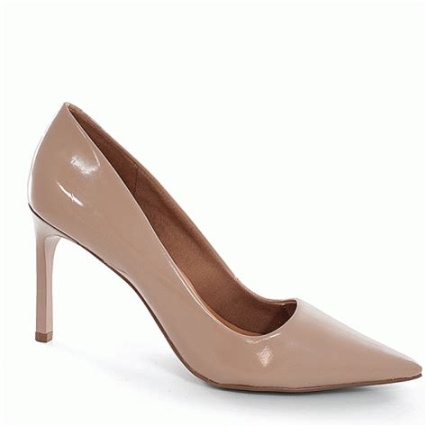 Scarpin Bico Fino Sapato Show Verniz Nude Sapato Show