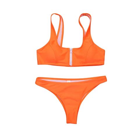 Aliexpress Buy Sexy Zipper Bikini Set Women 2018 New Summer Solid