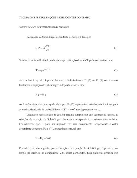 Pdf Teoria Das Perturba Es Dependentes Do Temposampa Iq Unesp Br