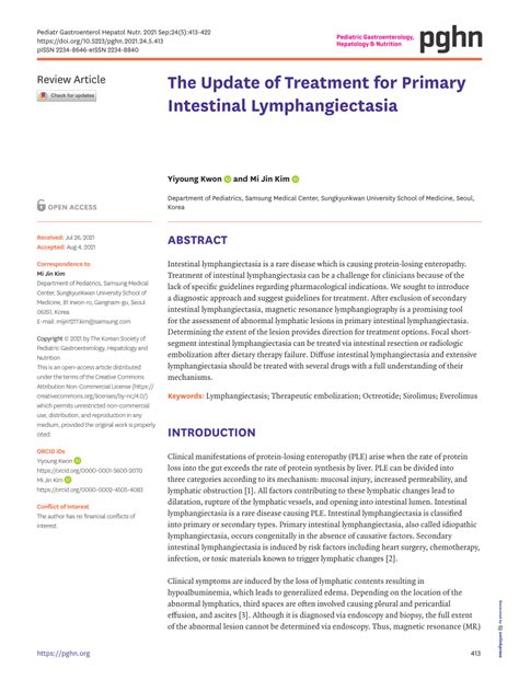 (PDF) The Update of Treatment for Primary Intestinal Lymphangiectasia