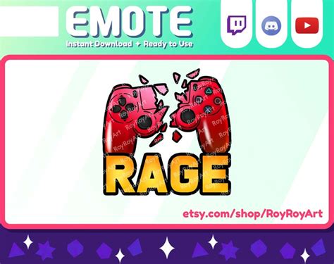 Twitch Emote Gamer Rage Broken Controller Red Etsy