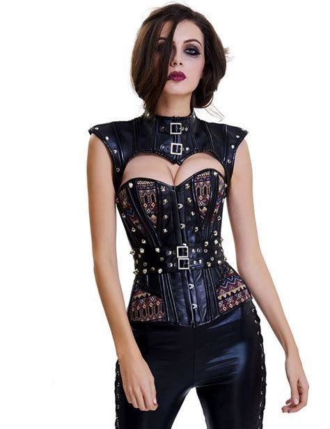 Plastic Boned Steampunk Overbust Corset Panel Abdomen Control En